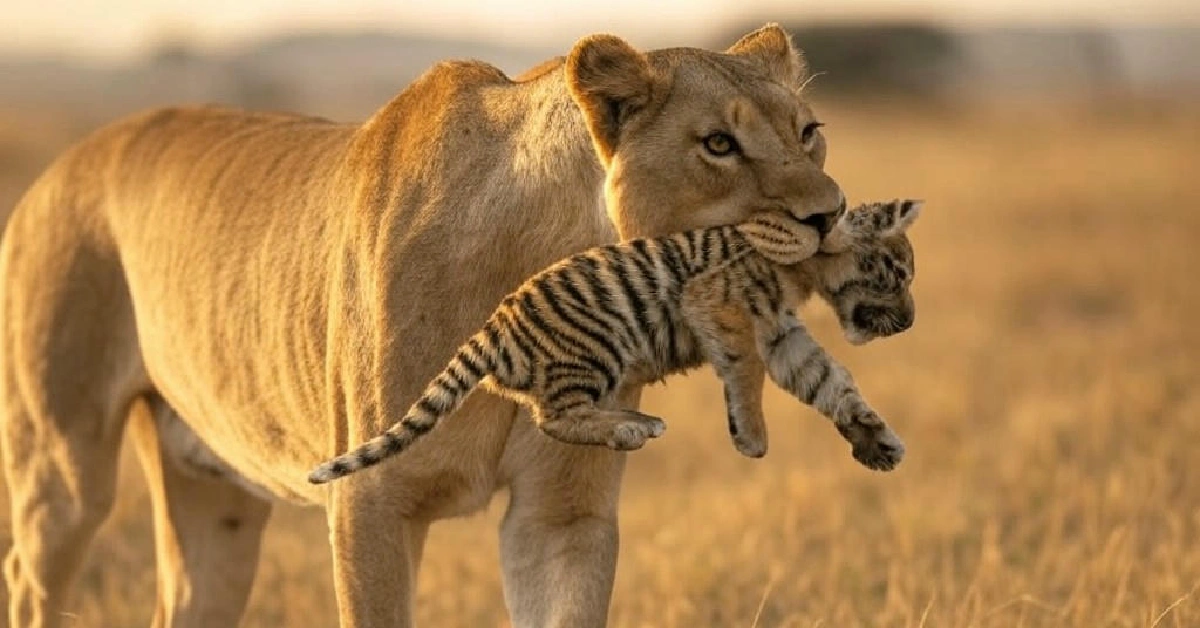 Lion treats Tiger Cubs as her own | this is a wonderful story.(Video)