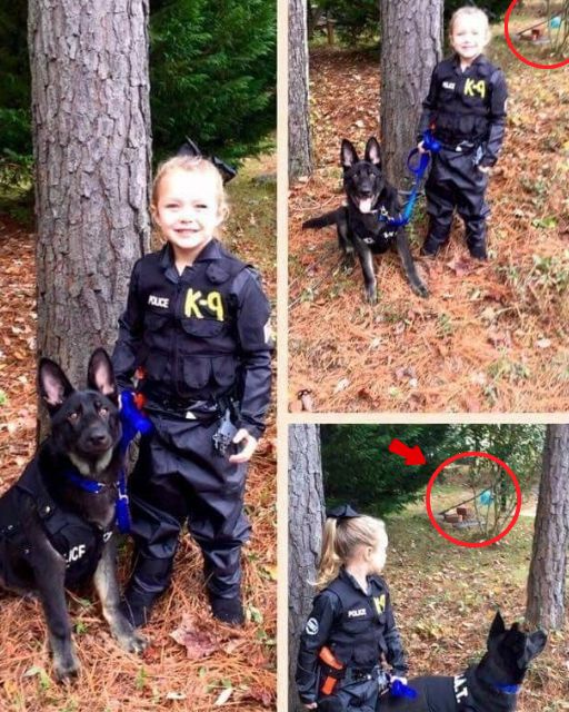 After my daughter began using her “K9 unit” to patrol the yard, she discovered something strange in the woods.