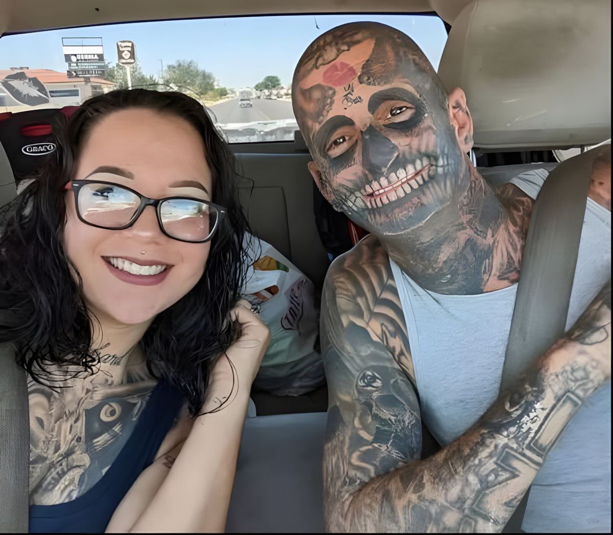 Heavily tattooed dad faces backlash before wife reveals the truth