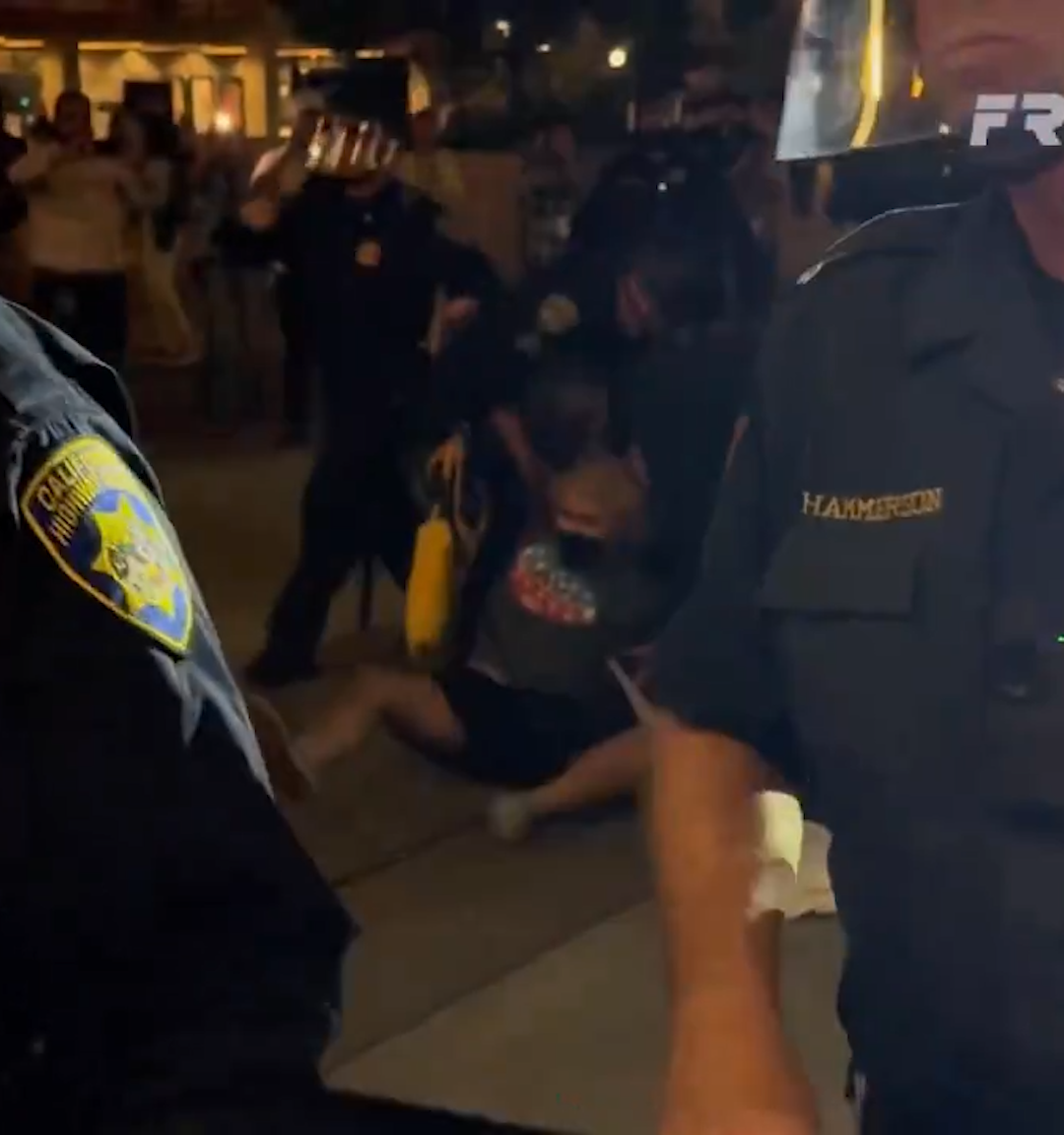 Protester Dragged to the Ground as Chaos Erupts Outside TPUSA Event in California