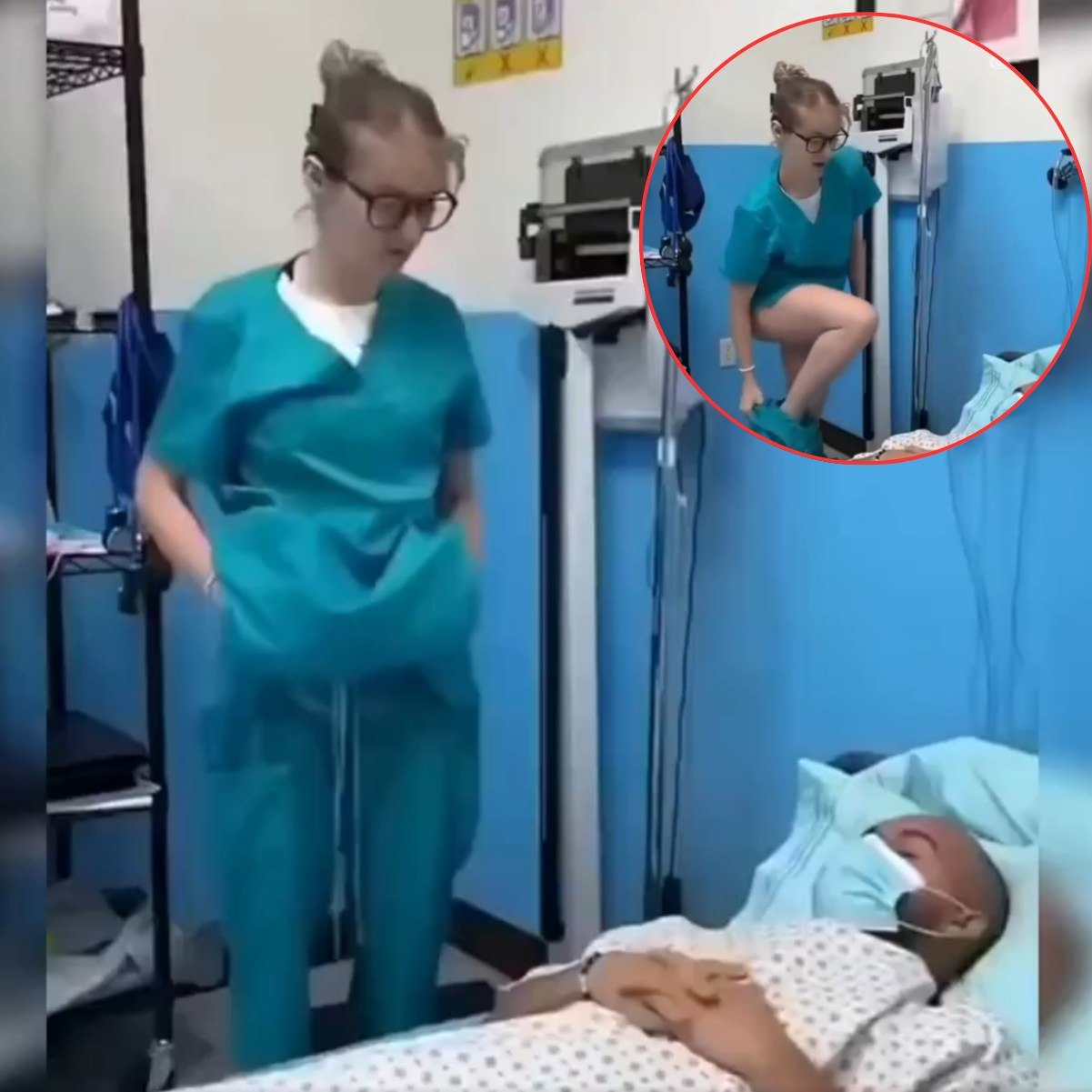 VIDEO: Nurse CAUGHT Squatting Over Patient’s Face in Scrubs – 5M Views in 24H!