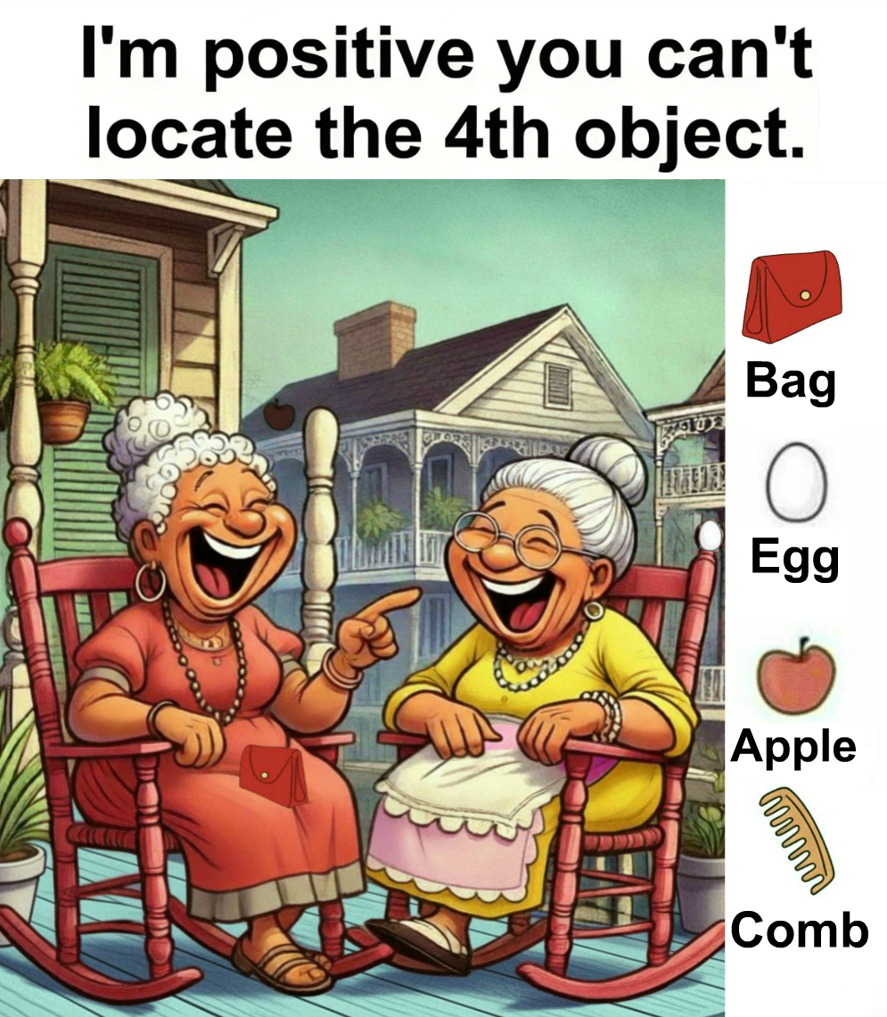 Find Bag, Egg, Apple, Comb.